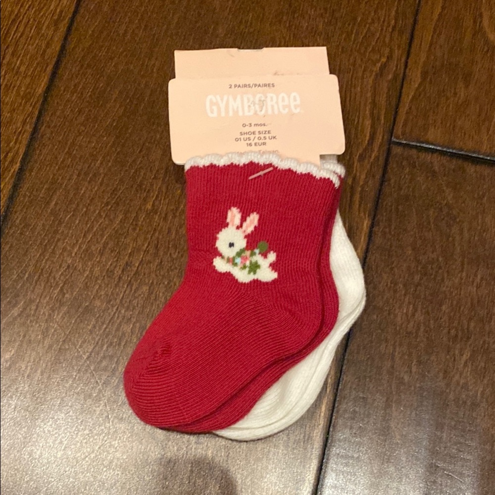 Gymboree Kids Red and White Bunny Socks